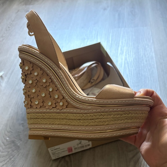 Jessica Simpson Shoes - Jessica Simpson Floral Tan Platform Wedges